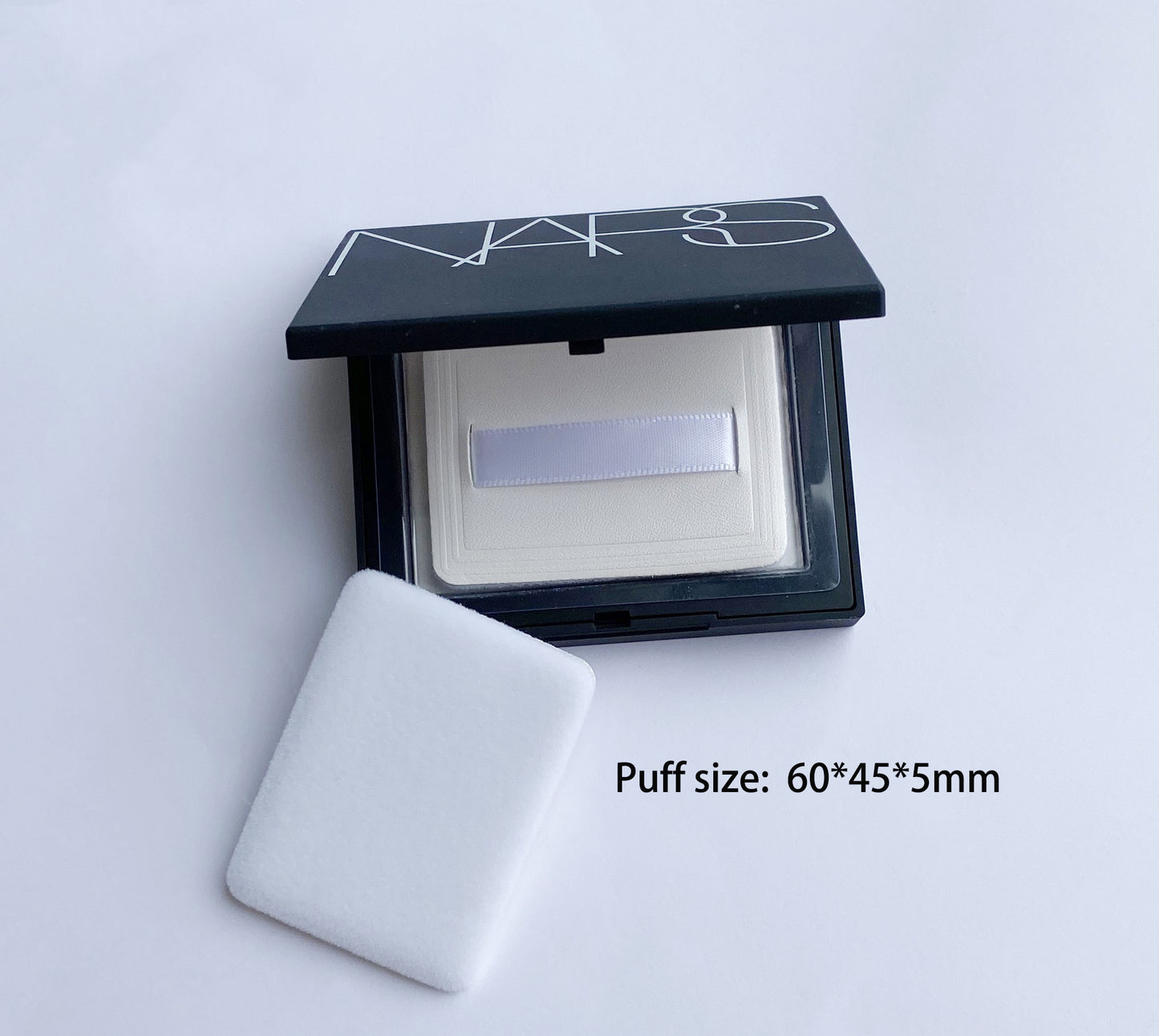 Soft Faux Leather Powder Puff ,rectangle pressed Powder puff with Ribbon,white 4 pcs