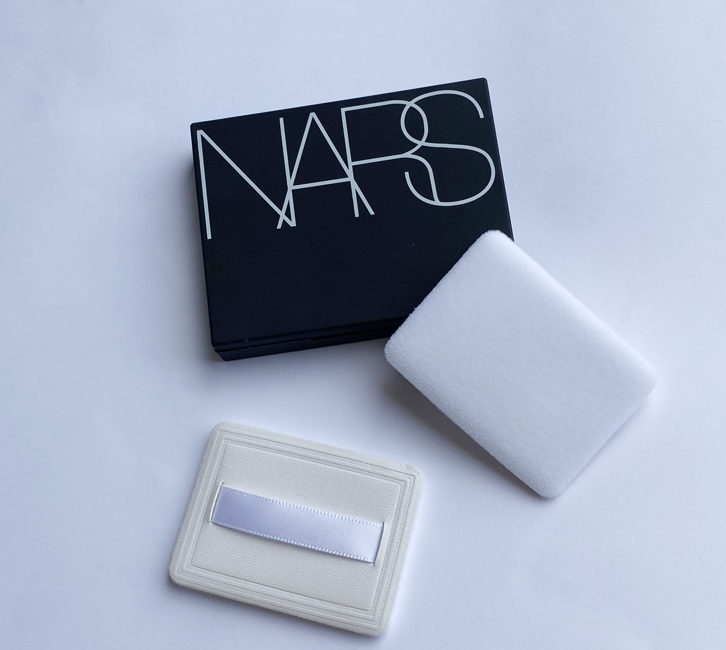 Soft Faux Leather Powder Puff ,rectangle pressed Powder puff with Ribbon,white 4 pcs