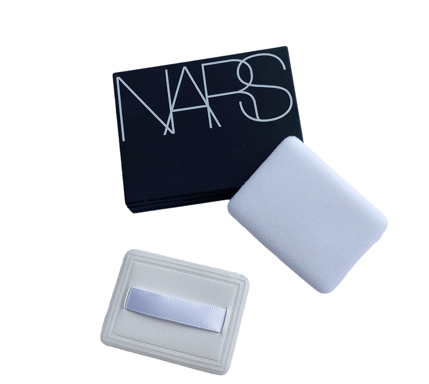 Soft Faux Leather Powder Puff ，rectangle pressed Powder puff with Ribbon，white 4 pcs