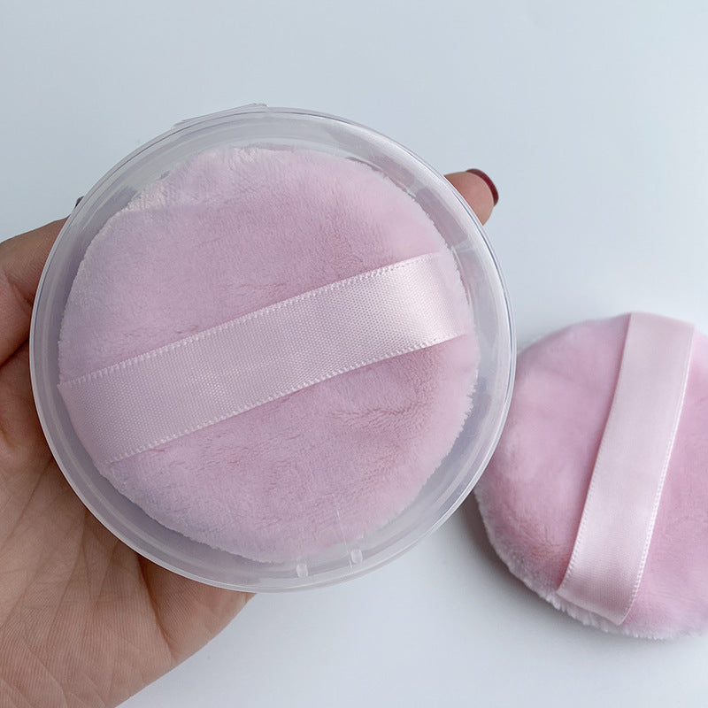 Pink Loose Powder Puff, 2.16 Inch /2.95 inch- Powder Puff for Body Powder, Ultra Soft Velour Body Puff with Ribbon