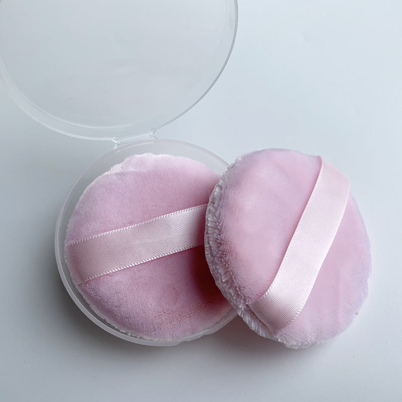 Pink Loose Powder Puff, 2.16 Inch /2.95 inch- Powder Puff for Body Powder, Ultra Soft Velour Body Puff with Ribbon