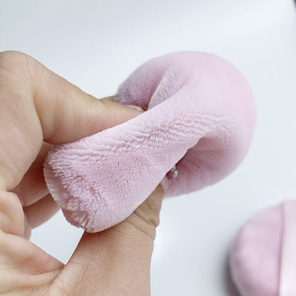 Pink Loose Powder Puff, 2.16 Inch /2.95 inch- Powder Puff for Body Powder, Ultra Soft Velour Body Puff with Ribbon