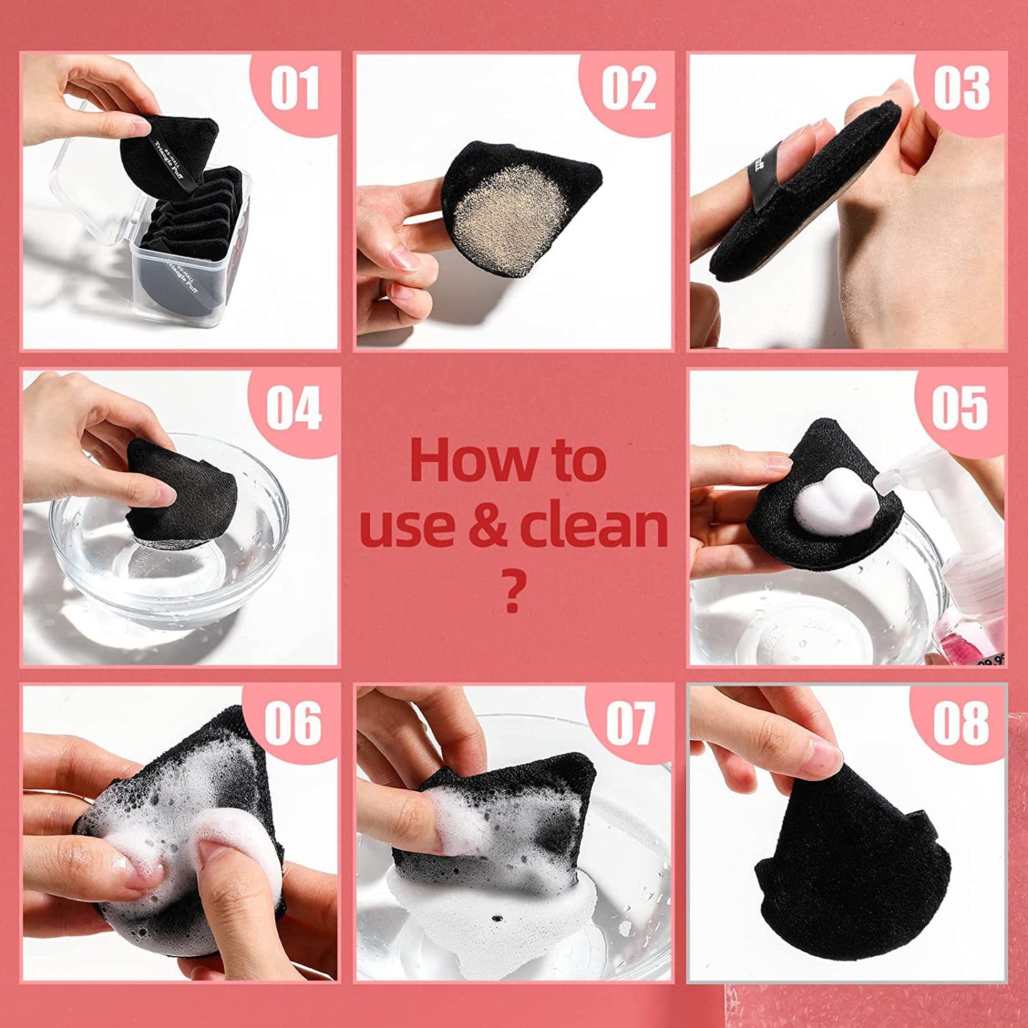 Triangle cosmetic cotton Powder Puffs-6pcs/box