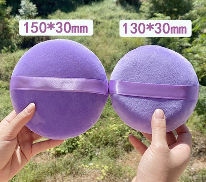Purple Powder Puffs - Extra Large Jumbo 5.12 inch/ 5.9 inch - 100% Pure Cotton Soft Fluffy Washable Puff For Makeup Face Body Loose Powder Foundation