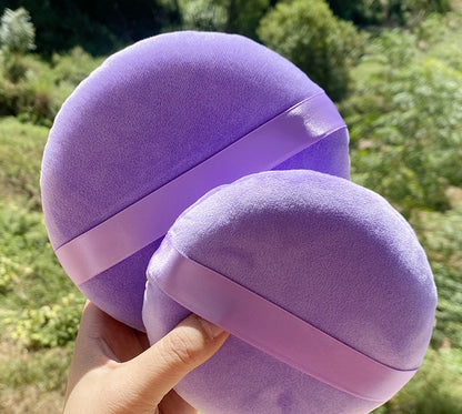 Purple Powder Puffs - Extra Large Jumbo 5.12 inch/ 5.9 inch - 100% Pure Cotton Soft Fluffy Washable Puff For Makeup Face Body Loose Powder Foundation