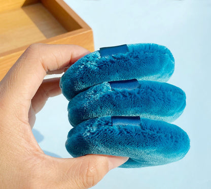 2.15"&2.95"Blue Long fluffy cotton powder puff