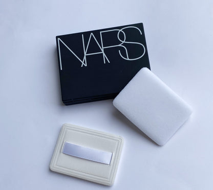 Soft Faux Leather Powder Puff ，rectangle pressed Powder puff with Ribbon，white 4 pcs