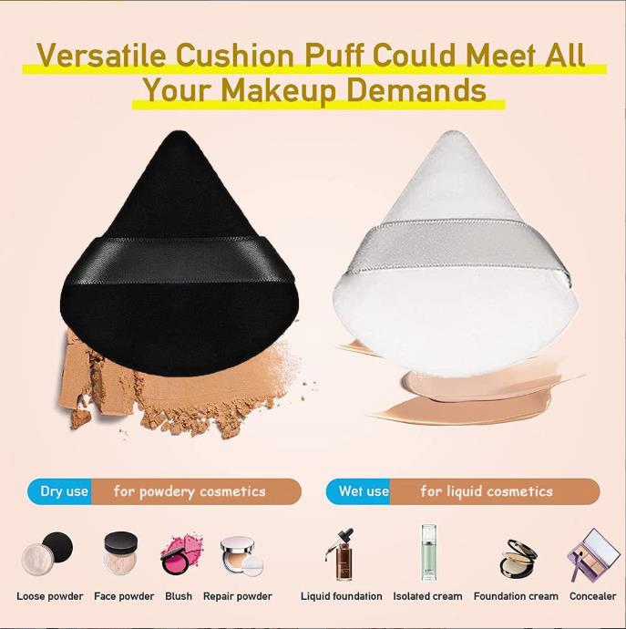 Triangle cosmetic cotton Powder Puffs-6pcs/box